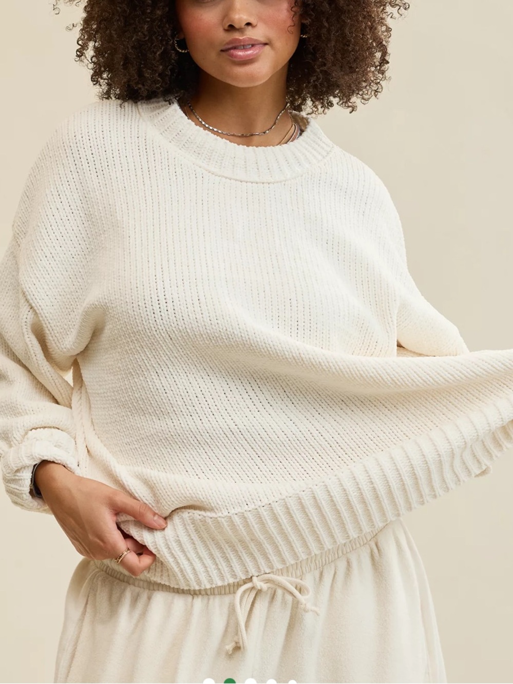 Aerie Oversized Crewneck Knit in Cream